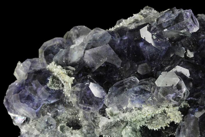 Purple Cuboctahedral Fluorite Crystals on Quartz - China #146956